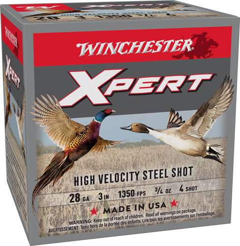WINCHESTER 28 GA 3" #4 XPERT HV STEEL PHEASANT DUCK 3/4 OZ 25 RD/BX 10 BX/CS