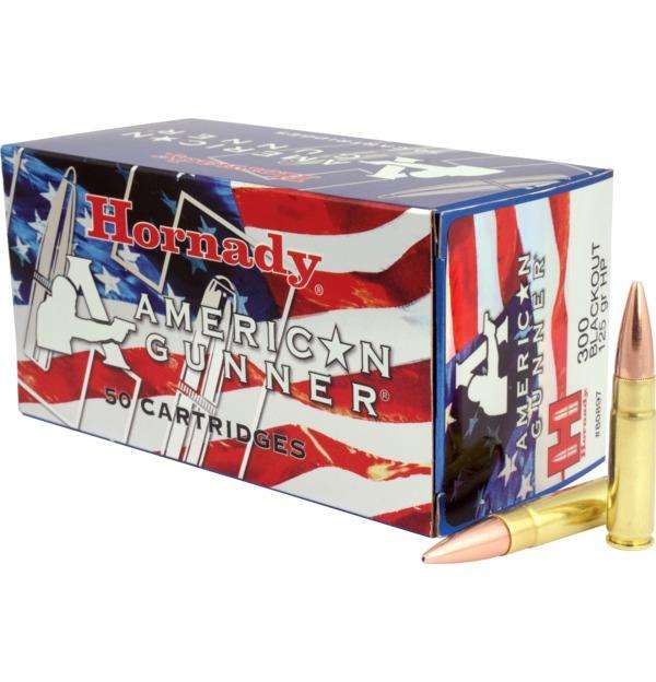 HORNADY AMERICAN GUNNER 300 BLACKOUT 125GR HP 50RD BX 500RD CASE