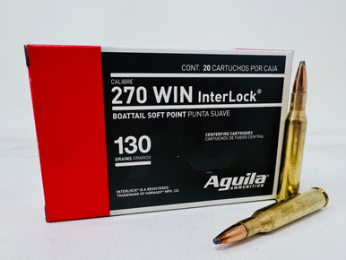 Aguila 270 Winchester Ammunition 8053AG 130 Grain Interlock Boat Tail Soft Point 20 Rounds