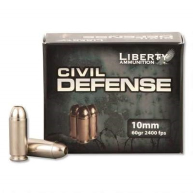 Liberty Ammo 10mm Ammunition Civil Defense LACD10032 60 gr Fragmenting HP 20 rounds