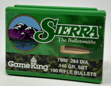 Sierra 7mm (.284 Dia) Reloading Bullets Gameking SRAA1905 140 Grain Boat Tail Spitzer Soft Point 100 Pieces