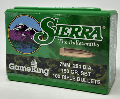 Sierra 7mm (.284 Dia) Reloading Bullets Gameking SRAA1913 150 Grain Boat Tail Spitzer Soft Point 100 Pieces