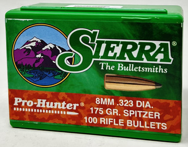 Sierra 8mm (.323 Dia) Reloading Bullets Pro Hunter SRAA2410 175 Grain Spitzer Soft Point 100 Pieces