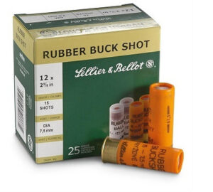 Seller & Bellot 12 Gauge Ammunition SB12RSA 2-5/8″ Rubber Buck Shot 15 Pellet 1476fps 25 Rounds
