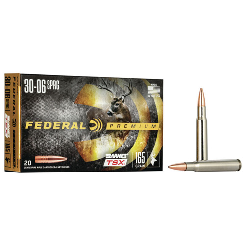 PREMIUM AMMUNITION - 30-06 SPR, 165 GR, BARNES TSX, 2800 FPS, 20/BX