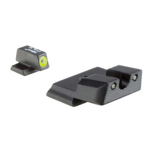 HD NIGHT SIGHTS – SMITH & WESSON M&P SHIELD/PLUS/2.0, FRONT YELLOW OUTLINE/GREEN TRITIUM, REAR BLACK OUTLINE/GREEN TRITIUM
