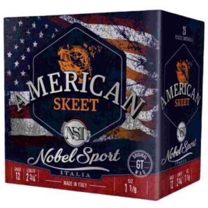 Nobel Sport Target American Trap Shotshells 12ga 2-3/4″ 1-1/8oz 1200fps #9 25/ct