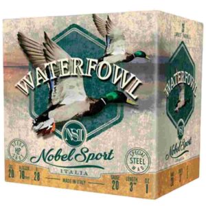 Nobel Sport Steel Waterfowl 20 Shotshells 20ga 1oz 3″ 1450 fps #4 25/ct