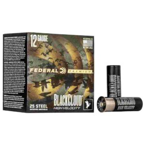 Federal Black Cloud FS Steel High Velocity Shotshells 12ga. 3″ 1-1/8oz #4 1635 fps 25/ct