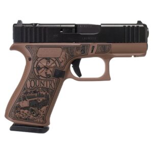 Glock 43x MOS Custom “Engraved Country Bourbon Cerakote ” Subcompact Handgun 9mm Luger 10rd Magazines (2) 3.41″ Barrel Austria
