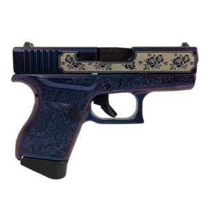 Glock 43 Custom “Glock & Roses” in Mongoose Purple Subcompact Handgun 9mm Luger 6rd Magazines (2) 3.41″ Barrel USA Made