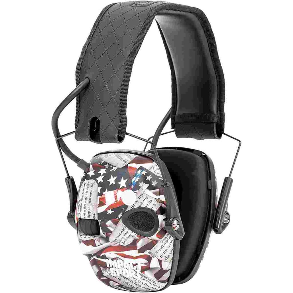 Howard Leight Impact Sport Bluetooth Small Earmuff - 2nd Amendment Black Diamond Pattern Band 21dB NRR