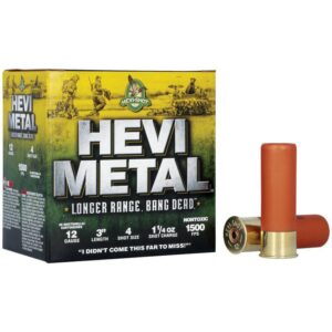 HEVI-Shot HEVI-Metal Longer Range Shotshell 12ga 3″ 1-1/4 oz 1500 fps #4 25/ct