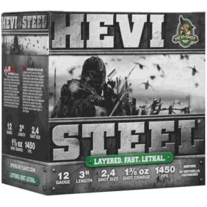 HEVI-Shot HEVI-Steel Shotshells 12ga 3″ 1-3/8oz 1450 fps #2 25/ct