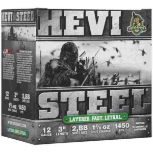HEVI-Shot HEVI-Steel Shotshells 12ga 3″ 1-3/8oz 1450 fps #BB 25/ct