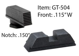 Ameriglo Defoor Performance Black Sight Set for Glock 17-39 / Front Width .115″ / Rear Notch .150″