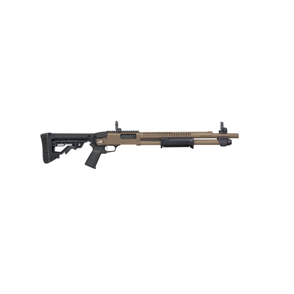 Mossberg 590R FDE Cerakote Shotgun 12ga 3" Chamber 6rd Capacity 18.5" Barrel MBUS 3 Sights
