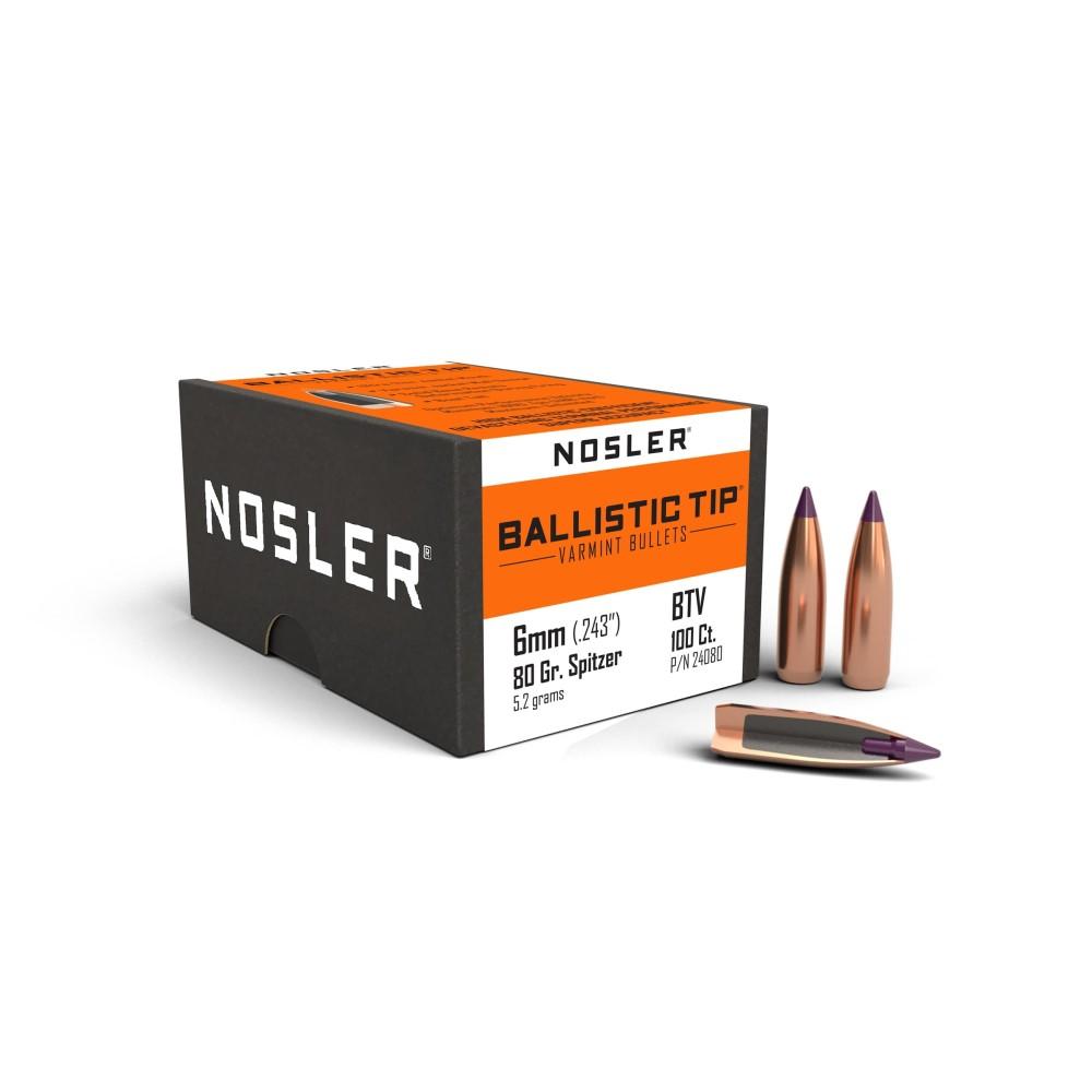 Nosler Ballistic Tip Varmint Bullets 6mm .243" 80 gr SBT-SB 100/ct