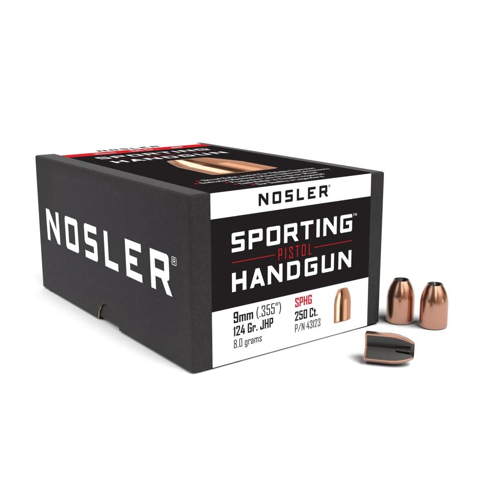 Nosler Sporting Handgun Pistol Bullets 9mm .355" 124 gr JHP 250/ct