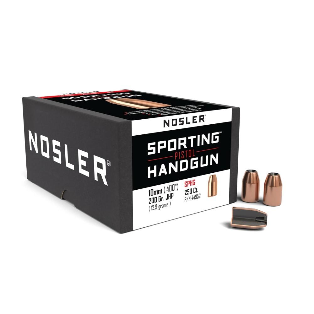 Nosler Sporting Handgun Pistol Bullets 10mm .400" 200 gr JHP 250/ct