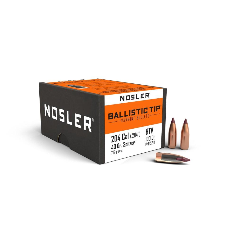Nosler Ballistic Tip Varmint Bullets .204 cal .204" 40 gr SPITZ 100/ct