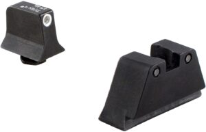 Trijicon Bright & Tough Night Sight Suppressor Night Sight Set for Glock – White Front/Black Rear with Green Lamps