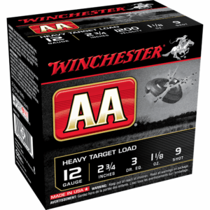 Winchester AA Target Shotshells 12 ga 2-3/4″ 1-1/8 oz 1200 fps #9 25/ct