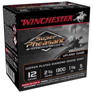 Winchester Super Pheasant Diamond Grade Shotshells 12 ga 2-3/4″ 1-3/8 oz 1300 fps #5 25/ct