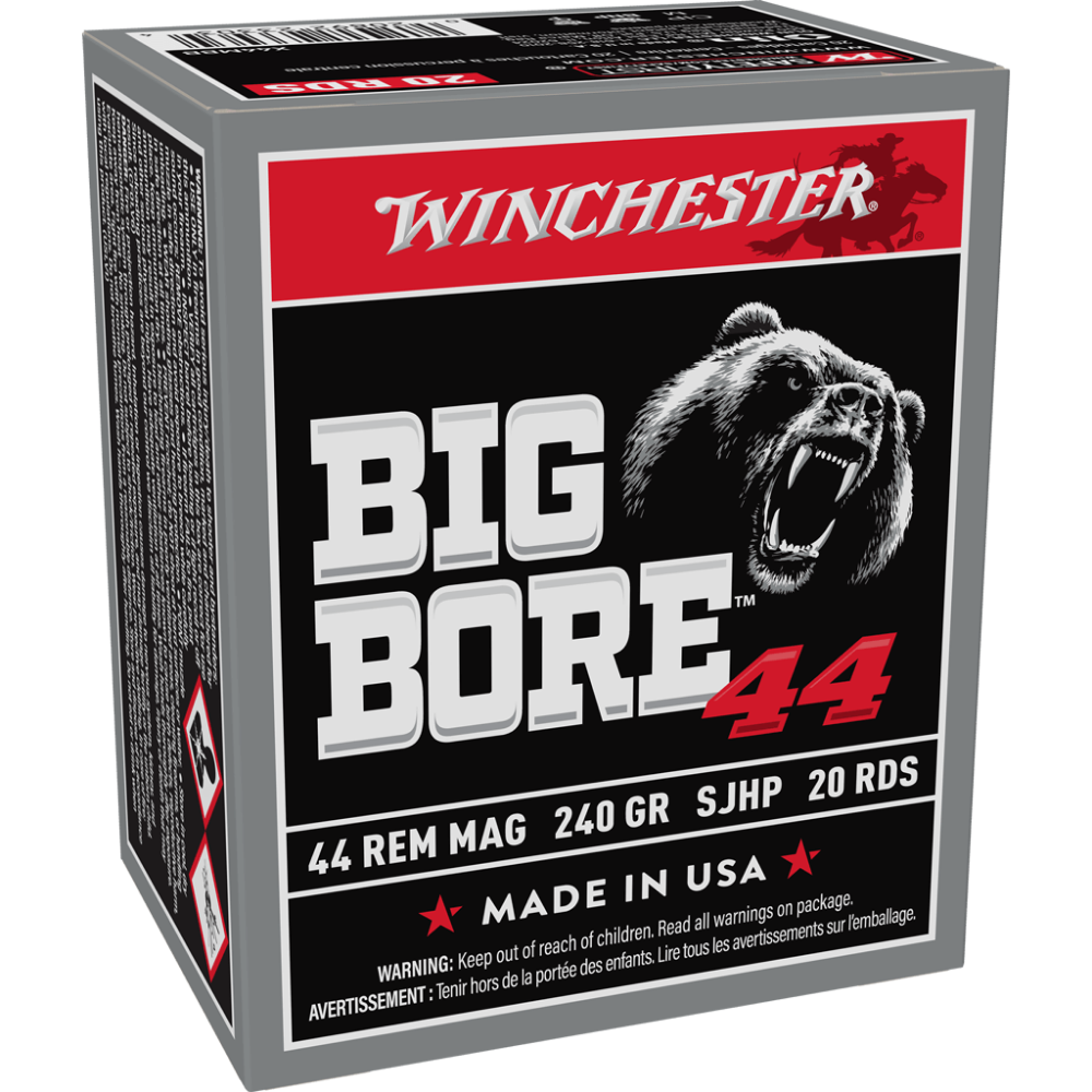 Winchester Big Bore Handgun Ammunition .44 Rem Mag 240 gr. SJHP 1485 fps 20/ct