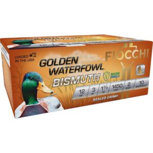 Fiocchi Golden Waterfowl Bismuth 12ga 3″ 1-3/8oz 1450 fps #2 10/ct