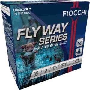 Fiocchi Flyway Steel Shotshells 12ga 3″ 1-1/5oz 1550fps #1 25/ct