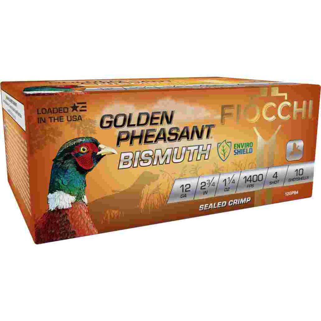 Fiocchi Golden Pheasant Bismuth Shotshells 12ga 2-3/4" 1-1/4oz 1400 fps #4 10/ct