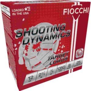 Fiocchi Shooting Dynamics Shotshells 12ga 2-3/4″ 7/8oz 1350 fps #8 25/ct