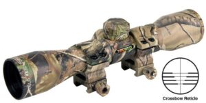 Truglo 4x32mm Compact Crossbow Scope with Weaver Style Rings – Crossbow Reticle Camo