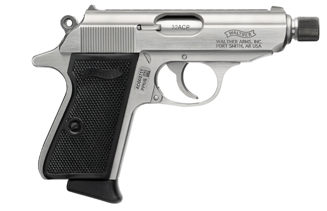 WALTHER PPK/S SD THREADED STAINLESS 32ACP PSTL 8RD