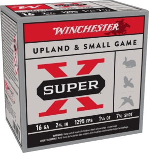 WINCHESTER SUPER X UPLAND 16 GA 2-3/4″ #7.5  HB 1-1/8 OZ 25 RD/BX 10 BX/CS