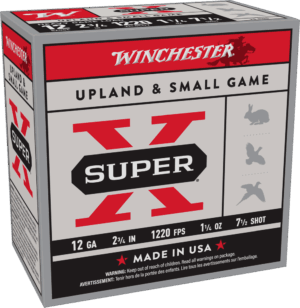 WINCHESTER SUPER X UPLAND 12 GA 2-3/4″ #7.5  1-1/4 OZ 25 RD/BX 10 BX/CS