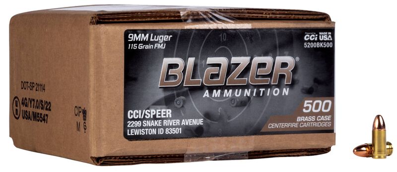 BLAZER BRASS 9MM 115G FMJ 500RD CASE