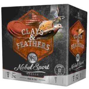 Nobel Sport Clays & Feathers Shotshells 12ga 2-3/4″ 1oz 1300 fps #8 250/rd Case (10-25/ct Boxes)