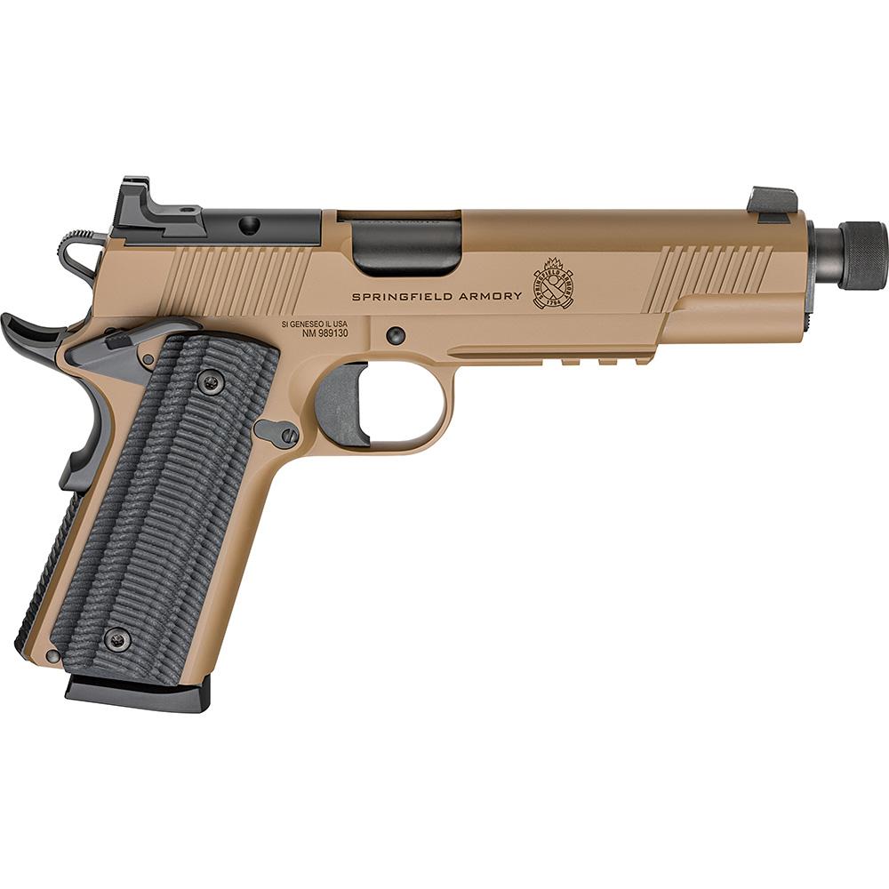 Springfield Armory 1911 Operator AOS Handgun .45 Auto 8rd Magazine(2) 5.75" Threaded Barrel Coyote Cerakote