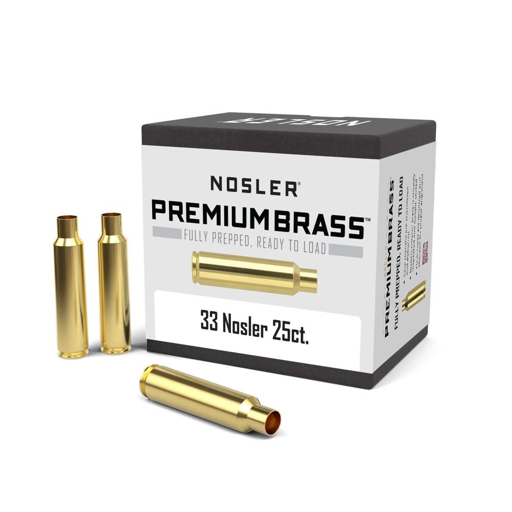 Nosler Unprimed Brass Rifle Cartridge Cases 25/ct .33 Nosler