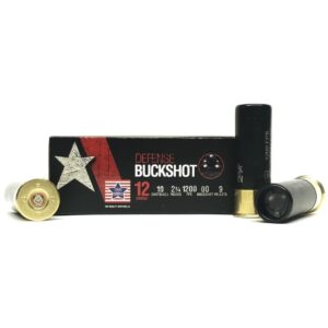PPU Stars & Stripes Defense Buckshot Shotshells 12ga 2-3/4″ 9-pellet 1200 fps 00 250/ct Case (25 Boxes)