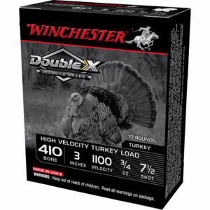 Winchester Double X Diamond Grade Turkey Shotshells .410 ga 3″ 3/4 oz 1100 fps #7.5 10/ct