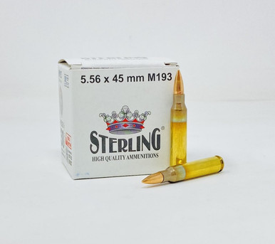 Sterling 5.56x45mm NATO M193 Ammunition STRLG556M193 55 Grain Full Metal Jacket 30 Rounds