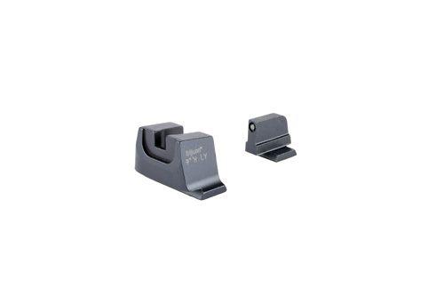 SUPPRESSOR/OPTIC HEIGHT SIGHTS - M&P C.O.R.E., FRONT BLACK OUTLINE/GREEN TRITIUM, REAR METAL