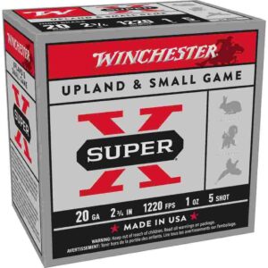 Winchester Super-X High-Brass Shotshells 20 ga 2-3/4″ 1 oz 1220 fps #5 25/ct
