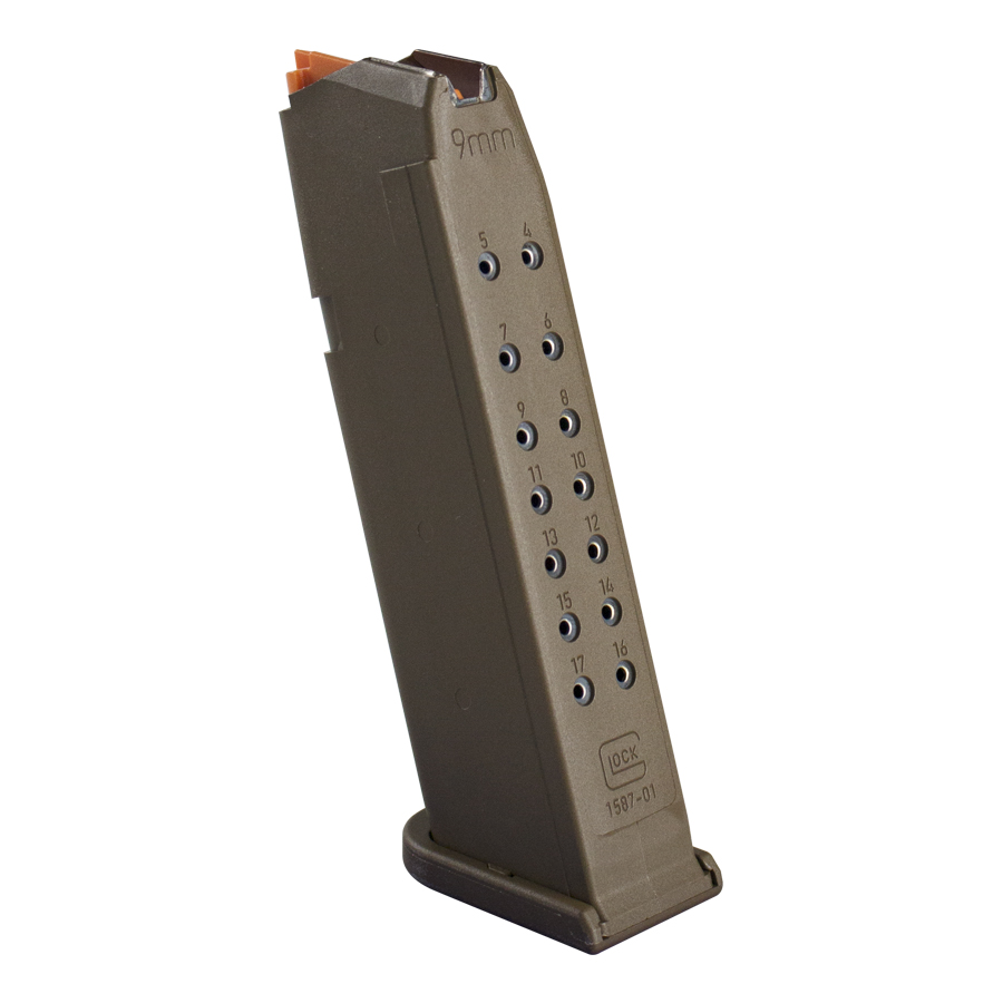 GLOCK GEN5 MAG G17 17rd (FDE floor plate 01 FDE, follower orange) Pkg