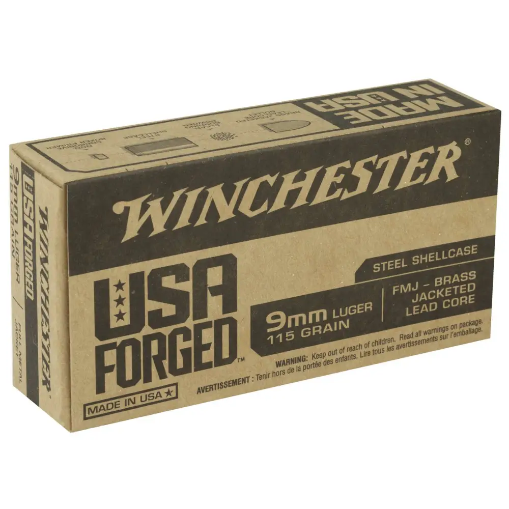 WINCHESTER 9 MM USA FORGED STEEL FMJ 115 GR 50 RD/BX 10 BX/CS