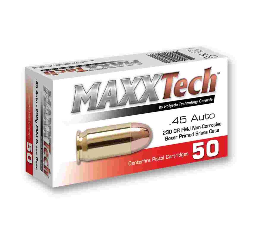 Maxxtech Brass Casefire Handgun Ammunition .45 ACP 230 gr FMJ  50/ct