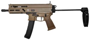 Grand Power Stribog SP9A3 Pistol – FDE | 9mm | 8″ Threaded Barrel | 30rd | PDW Brace w/ Tailhook